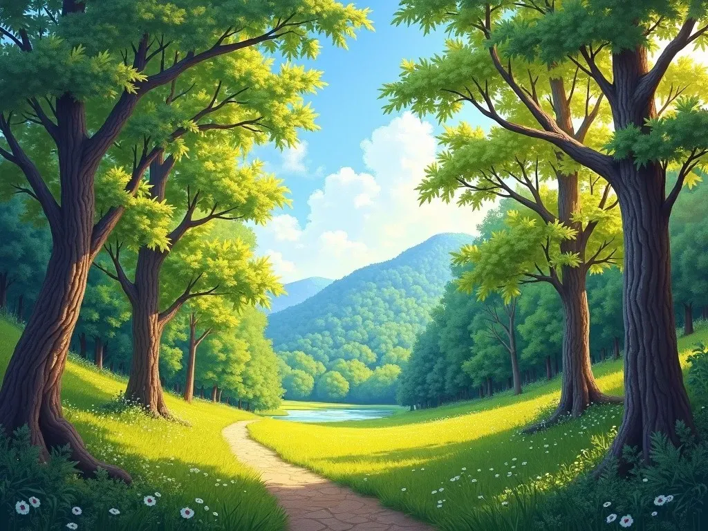 Landscape Painting Trees Technique