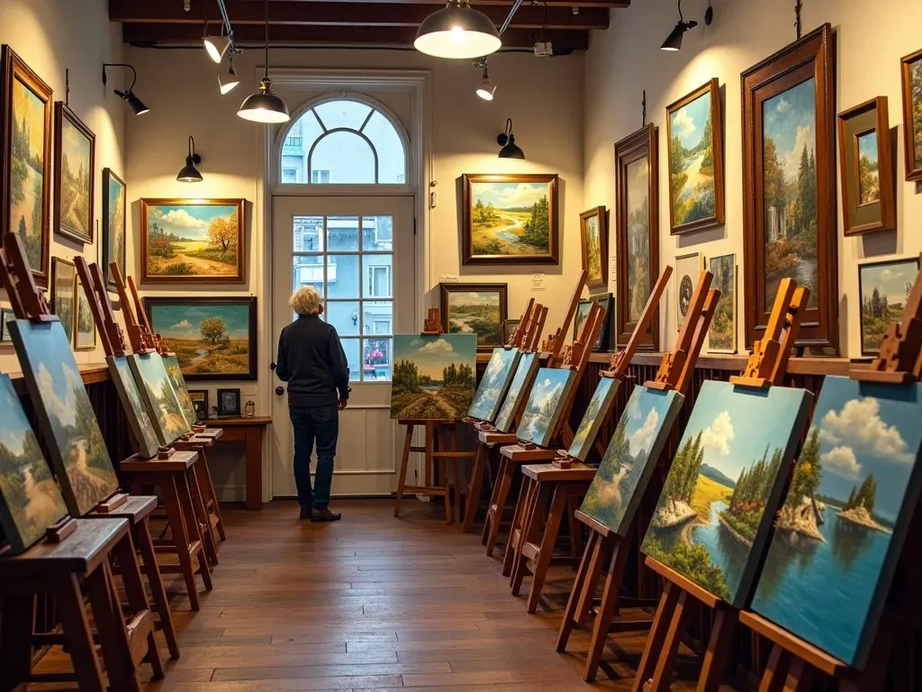 Local Art Gallery with Oil Paintings